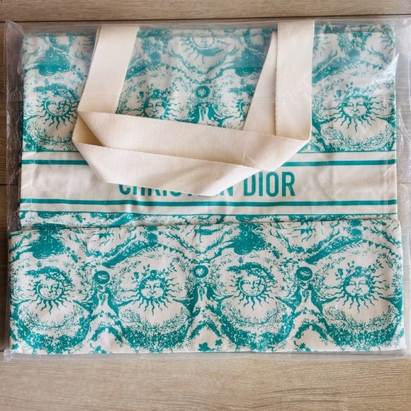 DIORIVIERA Teal and Cream Canvas Tote Bag. NWT - Picture 10 of 10